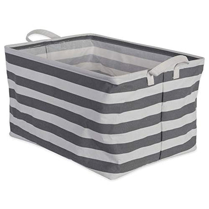 DII Laundry Storage Collection, PE Coated Collapsible Bin with Handles, Gray Stripe, Large Set, 10.5x17.5x10" - color: Gray Rugby Stripe, size: Large Set, 10.5x17.5x10"