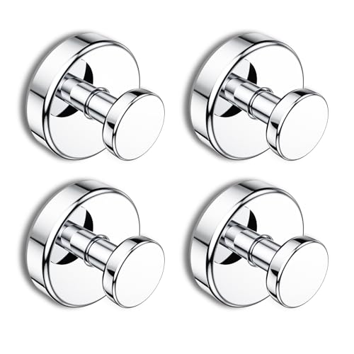Bntuk Suction Cup Hooks for Shower, Removable Towel Hooks for Bathroom Window Glass Door Wall, Bath Robe Looafh Hook for Hanging - 4 Pack, Chrome - color: Chrome, size: 4 Pack
