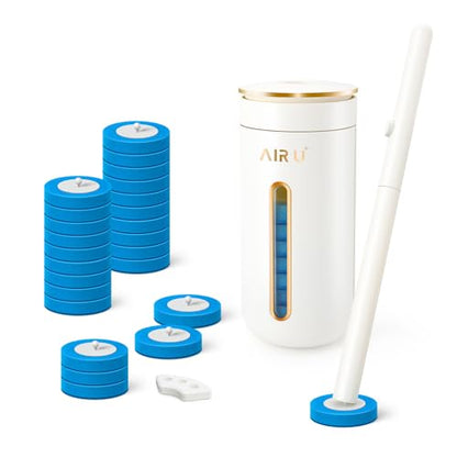 AIR U+ Disposable Toilet Brush, Toilet Bowl Cleaning System with 24 Count Wand Refill, Clean Brush Starter Kit with 1 Toilet Wand, 1 Storage Caddy and 1 Fragrant Tablet (1 + 24) - color: 1 + 24