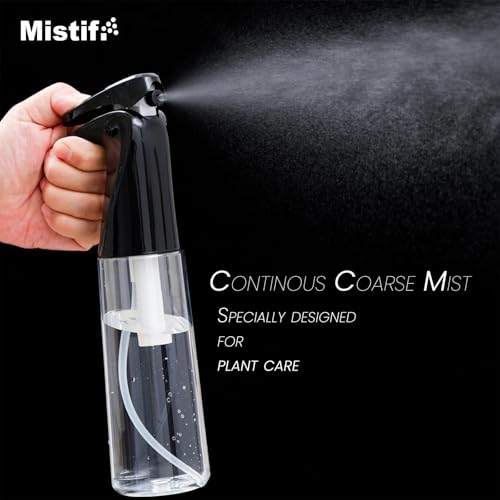 Refillable Fine Mist Spray Bottle for Plants – 300ml (10oz) Water Mister for Gardening, Cleaning & More (black) - color: Black