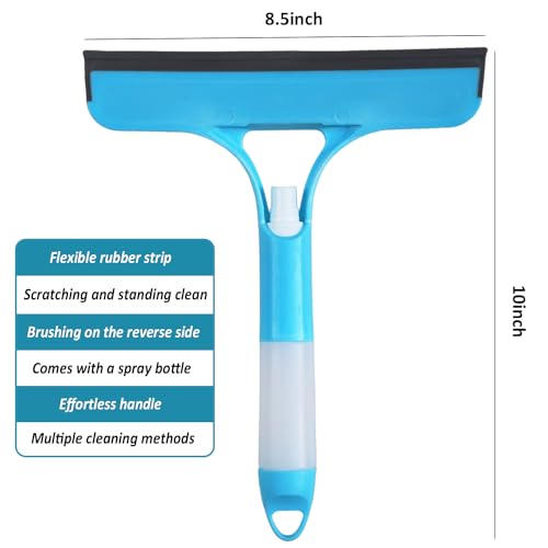 2 Pack All-Purpose Shower Squeegee for Shower Glass Door, Shower Glass Cleaner Squeegee with Spray, Washer, Wiper, 3 Functions in 1, Perfect Household Cleaner Tool
