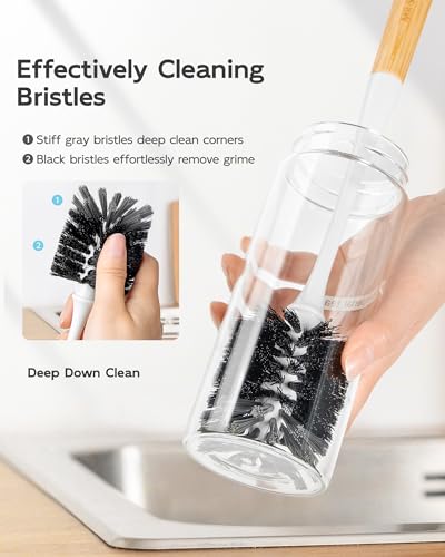 MR.SIGA Water Bottle Brush, Long Handle Bottle Brush for Water Glasses, Baby Bottles, Sports Bottles Cleaning, White, 2 Pack - color: White