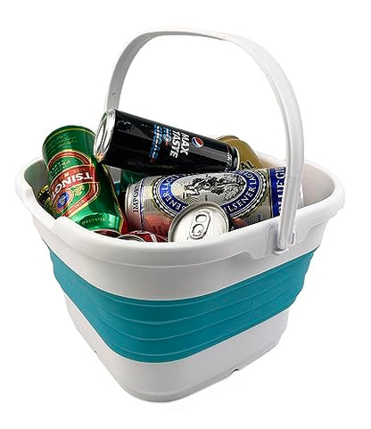 SAMMART 9.5L (2.5 gallon) Collapsible Rectangular Handy Bucket (Ceramic Blue/Pale Purple(Set of 2)) - color: Ceramic Blue/Pale Purple(set of 2)