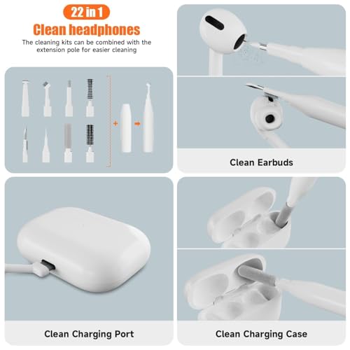 Laptop Cleaning Kit Keyboard Cleaner Brush, 22-in-1 Multi-Function Laptop Cleaner Tool for MacBook, Phone, Headphone, Earbuds, Camera Lens and Other Electronic Device, All-in-one with Upgrade