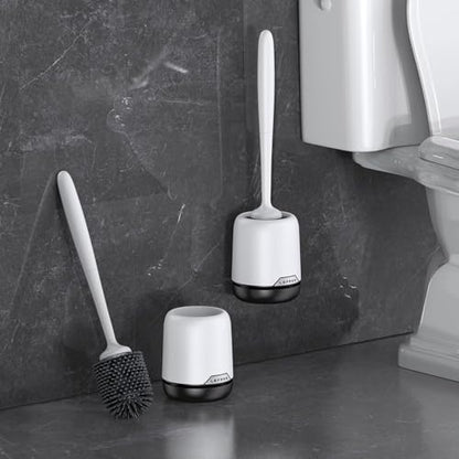 Lefree Toilet Brush Set with Ventilated Holder - 3 Packs, Silicone Toilet Bowl Brush - Floor Standing & Wall Mounted Scrubber - color: Black, size: 3 Pack