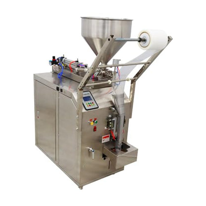 INTSUPERMAI Automatic Liquid Paste Filling Packaging Sealing Machine 10-100ml Stainless Steel Automatic Quantitative Paste Liquid Filling Machine for Shampoo Toothpaste Honey Oil Milk 110V