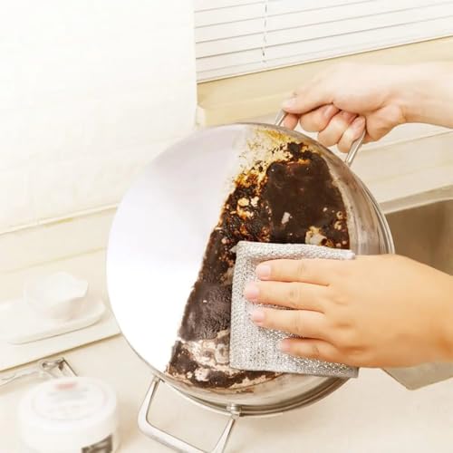 AUGHAD 12 Pcs New Upgrade Steel Wire Dishcloth,Non Scratch Wire Dishcloth for Wet and Dry Use,Powerful Cleaning Non-Scratch Wire Dishcloth Rag for Cookware, Sinks, Dishes, Stove Tops