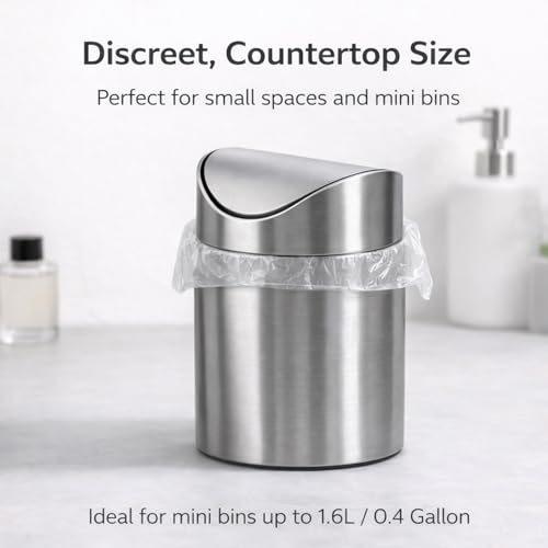 Mini Trash Bags 1.6 Liter/0.4 Gal- 200 Count Tiny Clear Trash Can Liners for Countertop, Desktop, Makeup & Kitchen Scrap Bags | Leakproof Small Plastic Bags with Handles