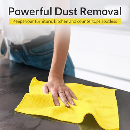 Yellow Microfiber Towels (Value Pack of 36) Size 16x16 Inches - Highly Absorbent Cleaning Rags, Lint Free Towels, Reusable and Washable, Microfiber Cleaning Cloths - color: Yellow
