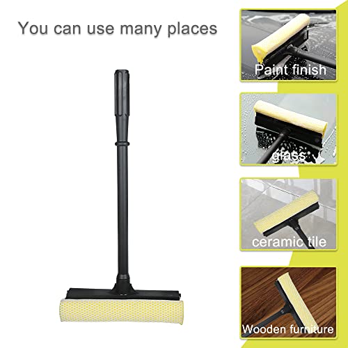 Window Squeegee Cleaning Tool 2 in 1 Window Cleaning Car Squeegee Windshield Cleaning Sponge and Rubber Squeegee,Yellow - color: Yellow