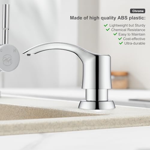GAGALIFE Kitchen Sink Soap Dispenser with 17 Ounce Large Bottle, Built in Sink Soap Dispenser (Chrome) Soap Dispenser for Kitchen Sink Refill from Top, G080C - color: Chrome, size: with Bottle