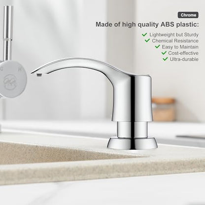 GAGALIFE Kitchen Sink Soap Dispenser with 17 Ounce Large Bottle, Built in Sink Soap Dispenser (Chrome) Soap Dispenser for Kitchen Sink Refill from Top, G080C - color: Chrome, size: with Bottle