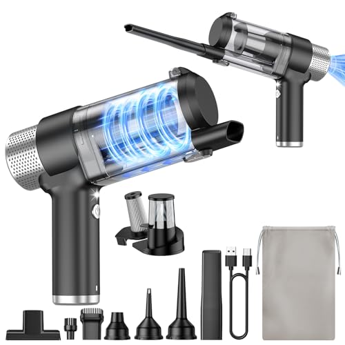 JONYJ Handheld Car Vacuum Cleaner Cordless, 16000PA Hand Held Vacuum Portable, 2 in 1 Air Duster and Mini Vacuum Cleaner Rechargeable with LED, Multi-Nozzles & Washable Filters for Home Office Car Pet