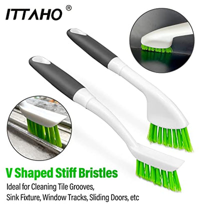 2 Pack Grout Cleaning Brush, Groove Gap Scrub Brush Set, All Purpose Indoor Outdoor Crevice Washing Tools for Window Track, Shower Door, Kitchen, Sink, Baseboard, Corner