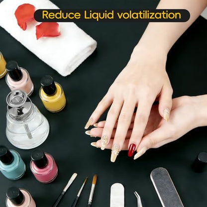 6oz / 180ml Glass Dispenser, Push Down Acetone Pump Alcohol Dispenser with Metal Cover, Nail Polish Remover Liquid Pump Square Bottle Hand Pumping Rubbing Press Container