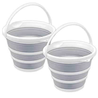 South Bend Components 2.6 Gallons Collapsible Bucket with Handle, Space Saving Design Portable Foldable Water Pail for Indoor/Outdoor, Mop, Boating, Camping, and Fishing (2-Pack)