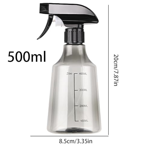 Spray Bottle, 500ml Refillable Sprayer Bottle with Adjustable Nozzle and 2 Modes, Empty Cleaning Solution Container, Mist/Stream,Thickened Version,Water Plants,for Cleaning Solutions, Oils, Hair, Cook - color: Gray