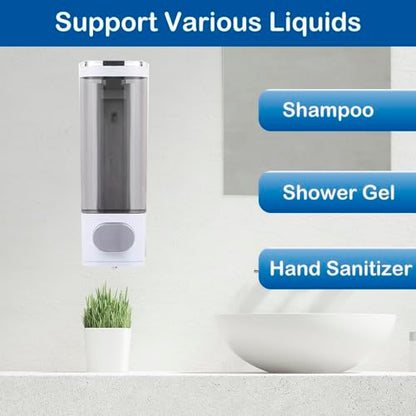 Wall Mounted Hand Soap Dispenser, Single 400ml Shampoo and Conditioner Dispenser, Bathroom Shower Dispenser Gel Container Dispenser and Organizer for Bathroom Kitchen Hotel (White) - color: White