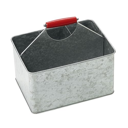Rectangular Patitioned Cleaning Cadding – Galvanized with red Handle