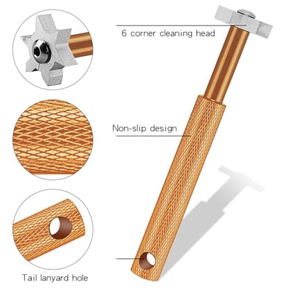 VIPMOON Golf Club Cleaner Kit, 2 Pcs Groove Sharpener Regrooving Tool and 1 Pcs Retractable Club Cleaner Brush, Portable Groove Sharpener Tool for All Golf Irons for Men - color: Gold