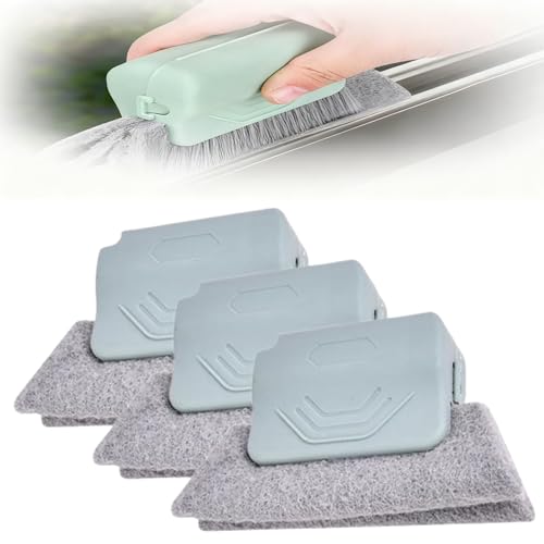Magic Window Track Cleaner, Window Groove Cleaning Brush Hand-held Magic Windows Track Cleaner Tools Set Creative Cleaner Brushes Tools for Window lides Gaps, Sliding Door Tracks (Grey, 3pcs) - color: Gray, size: 3pcs