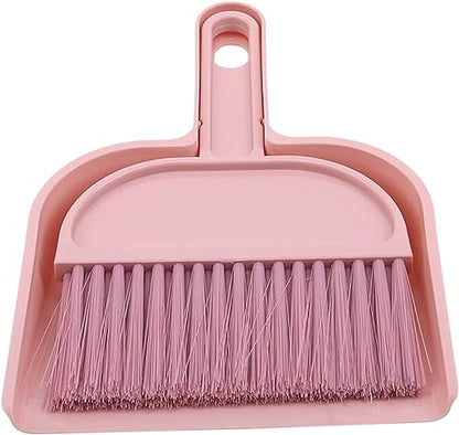 Plastic Mini Broom and Dustpan,Mini Cleaning Brush with Dustpan Set Desktop Cleaning Accessories,Pink with Set,Plastic Broom
