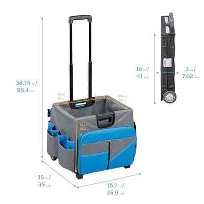 ECR4Kids Universal Rolling Cart with Canvas Organizer Bag, Mobile Storage, Blue/Grey - color: Blue