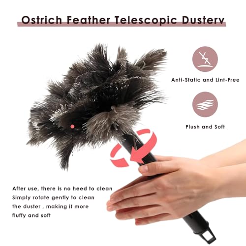 Feathers Dusters plumero para polvo mini Brown Washable Reusable Feathers ABS Mini Duster plumero de Plumas de Avestruz with Handle, for Household Sweeping Plumeros