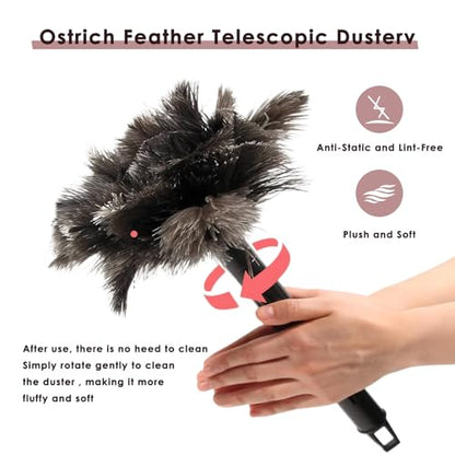 Feathers Dusters plumero para polvo mini Brown Washable Reusable Feathers ABS Mini Duster plumero de Plumas de Avestruz with Handle, for Household Sweeping Plumeros