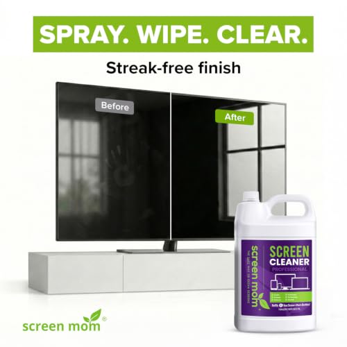 Screen Mom Screen Cleaner Refill with Dispensing Tap, 1-Gallon for Screen Cleaner Spray and Wipe for TV, Computer, Phone, iPad, Car Screen Cleaning Kit Electronic Cleaner Spray - size: 128 Fl Oz (Pack of 1)