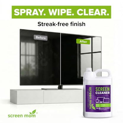Screen Mom Screen Cleaner Refill with Dispensing Tap, 1-Gallon for Screen Cleaner Spray and Wipe for TV, Computer, Phone, iPad, Car Screen Cleaning Kit Electronic Cleaner Spray - size: 128 Fl Oz (Pack of 1)