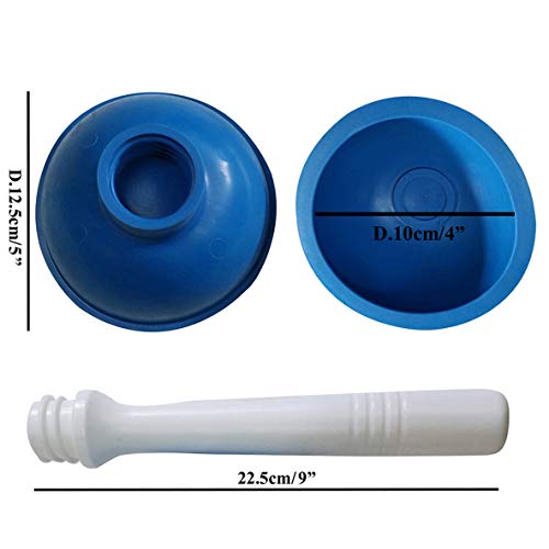 Drain Plunger, Small Hand Force Plumber Helper, Little 4 inch Cup Clog Remover, Tiny Rubber Unclogger in 9" Short Handle for Kitchen Sink, Bathroom Toilet, Shower Bath Tub (Blue + Green) - color: Blue + Green