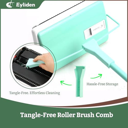 Eyliden X-Large Carpet Sweeper - Quiet Manual Sweeper for Carpets & Rugs | 1 Extra Refill Roller Brush, Non-Electric, Hand Push, Quietly Cleans Debris and Messes, Restaurant Roller Broom, Mint - color: Mint