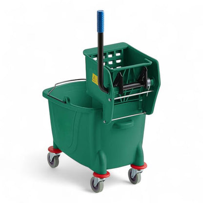 Green 35-Quart Commercial Mop Bucket with Side-Press Wringer – Heavy-Duty Cleaning System for Restaurants, Hotels, Schools, Offices, and Industrial Floor Maintenance - color: Green