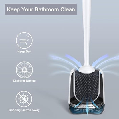 Lefree 2 Pack Silicone Toilet Bowl Brush and Holder Set with Ventilated Holder, Floor Standing & Wall Mounted Toilet Scrubber - color: Black, size: 2 Pack