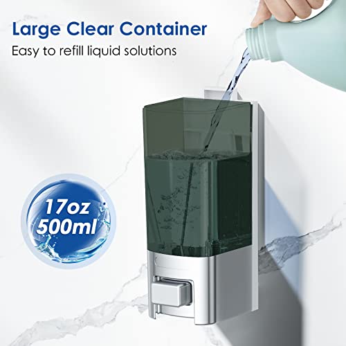 Wall Mount Manual Soap Dispenser, 17oz/500ml Large Capacity Kitchen Bathroom Hand Soap Dispenser, Commercial Refillable Shampoo Shower Gel Lotion Dispenser, Chrome&Brown - color: Chrome&brown 500ml