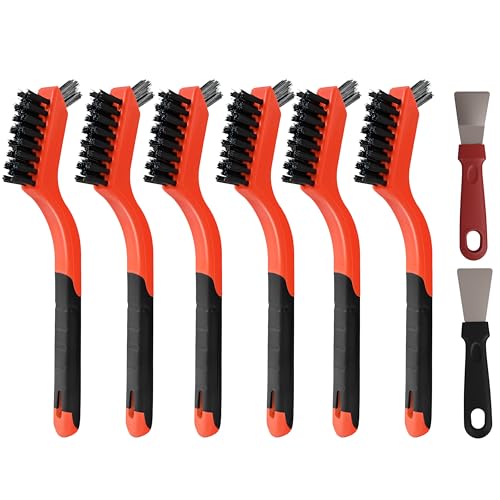 6 Pieces Nylon Brushes Set, Brushes for Cleaning Welding Slag and Rust,Scratch Brush with Mini Head & Hanging Hole for Everyday Cleaning (6, Nylon) - color: Nylon