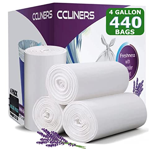 4 Gallon Trash Bag Lavender Scented (440 Count) Small Bathroom Garbage Bags Wastebasket Can Liners White Trash Bags for Home Kitchen Office Bins (440 Bags) - size: 1 Count (Pack of 440)