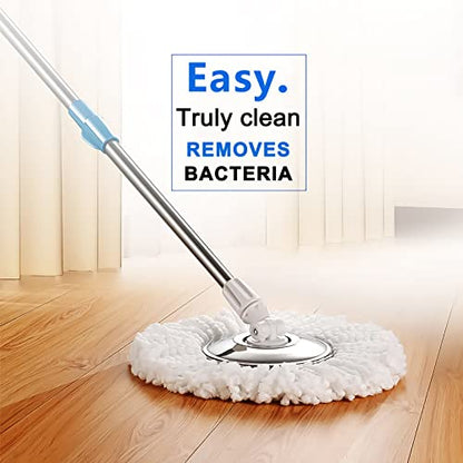 Spin Mop Bucket 360° with Wringer Set, Stainless Steel Mop System, 3 Absorbent Microfiber Mop Head Eefills, for Household Kitchen Floor Cleaning - color: Blue-1