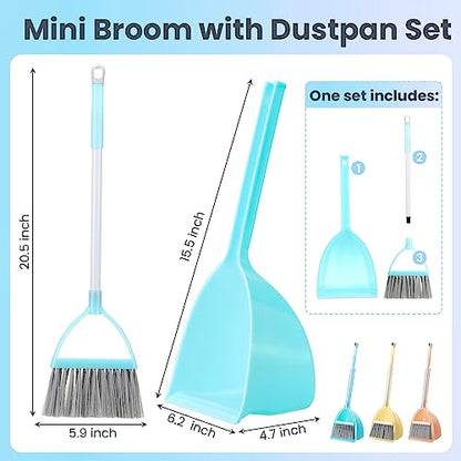 Roshtia 3 Pcs Mini Broom with Dustpan for Kids Broom and Dustpan Set Toddler Cleaning Set Boys Girls Small Cleaning for Kitchen Bathroom Pet (Yellow,Red,Green) - color: Yellow, Red, Green