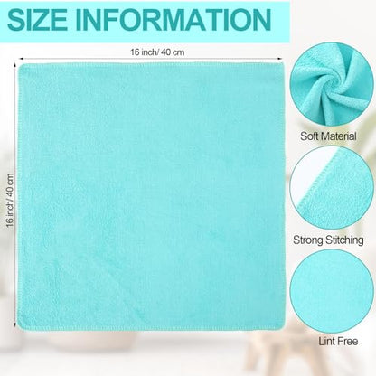 Nuenen Cleaning Cloths for Cars 16 x 16 Inch Ultra Absorbent Towels Drying Microfiber Reusable Cleaning Supplies House Kitchen Window Microfiber Towel(Teal Blue,60 Pcs) - color: Teal Blue