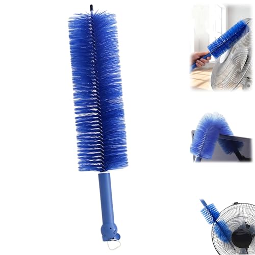 Fan Cleaning Brush Bendable Cobweb Duster Cobweb Duster, Bendable Fan Duster, Plastic Fan Cleaner Brush, Microfiber Head Dusting Brush (Blue-1PC) - color: Blue-1pc