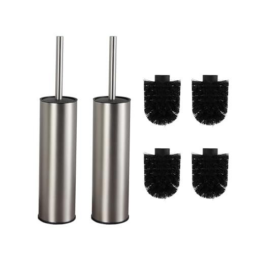 Toilet Brush and Holder,Stainless Steel Toilet Brushes for Bathroom with Holder 2pack Brushed Nickel - color: Brushed Nickel