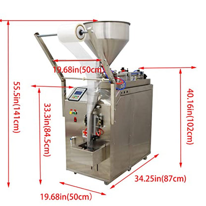INTBUYING Automatic Quantitative Paste Liquid Filling Packing Machine 10-100ml Stainless Steel Automatic Liquid and Paste Filling Sealing Machine for Water Milk Oil Vinegar 110V