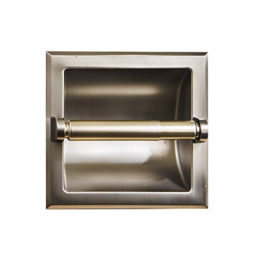 SENTO Recessed Brushed Nickel Toilet Paper Holder, Wall Mounted Heavy Duty Metal Toilet Paper Roll Holder with Rear Mounting Bracket, in Wall, Easy Installation, Satin Nickel - color: Satin Nickel