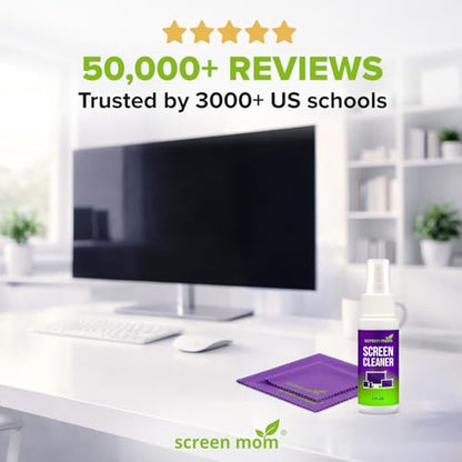 Screen Cleaner Spray and 2 Microfiber Cloths - 2oz Bottle by Screen Mom-Screen Cleaner Spray and Wipe for TV, Computer, Phone, iPad, Car Screen Cleaning Kit Electronic Cleaner Spray - size: 2oz