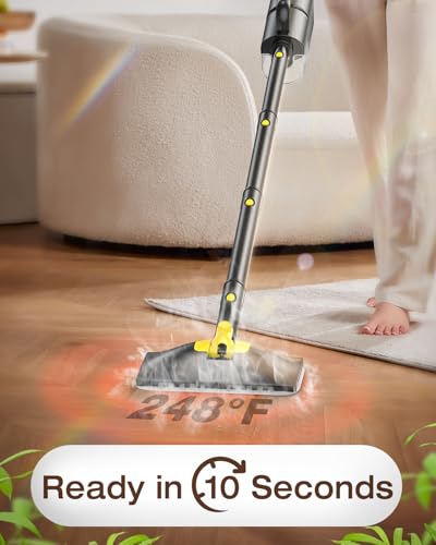 10-in-1 Steam Mop with Detachable Handheld Steamer,350ml Tank, 10s Heat-Up, 248°F Steam Cleaner, 2-Level Control and Swivel Head for Floor,Carpet,Tiles, BBQ grill,Car Accessories Dark Grey - color: Dark Grey