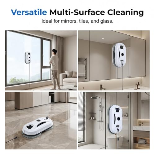 2026 New Automatic Window Cleaning Robot, Robot Window Cleaner with AI Intelligent Positioning & Edge Detection & 2800Pa Suction, Anti-Drop Safety for High-Rise Glass & Large Bay Windows (1Set) - color: 1set
