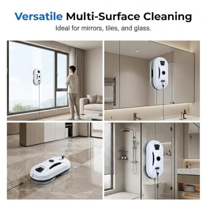 2026 New Automatic Window Cleaning Robot, Robot Window Cleaner with AI Intelligent Positioning & Edge Detection & 2800Pa Suction, Anti-Drop Safety for High-Rise Glass & Large Bay Windows (1Set) - color: 1set