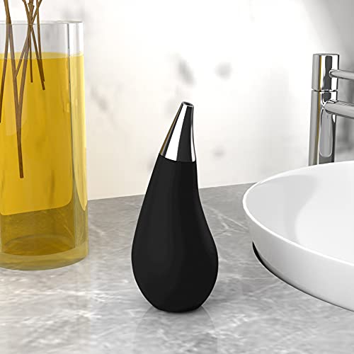 Kitchen Bathroom Counter top Squeezable Soap Dispensers Tear Drop Shape Bottle (Black, ~7oz) - color: Black, size: ~7oz